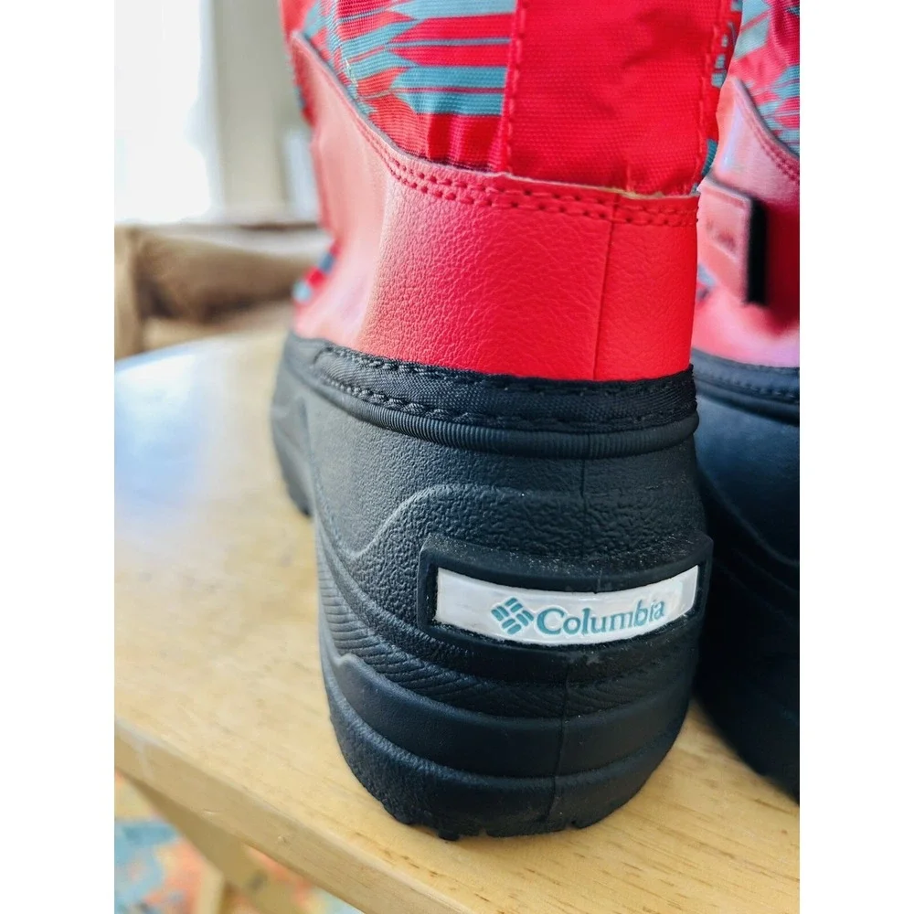 NWT Columbia 400 Grams Waterproof Snow Boots Red Aztec Print Sz 6 W -45 Degrees